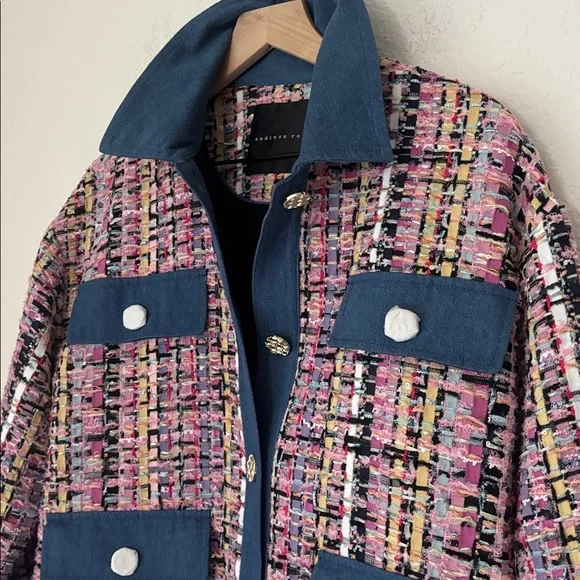 NWT Endless Rose Pink and Blue Tweed jacket size small - looks so Chanel - Picture 3 of 11